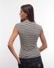 Weekday Weekday button front tank top in dark gray and beige stripe - 4