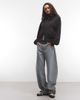 Weekday Weekday button up jacket with double layer funnel neck collar detail in black - 2