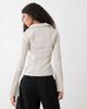 Weekday Weekday button up long sleeve shirt in beige stripes-Brown - 3