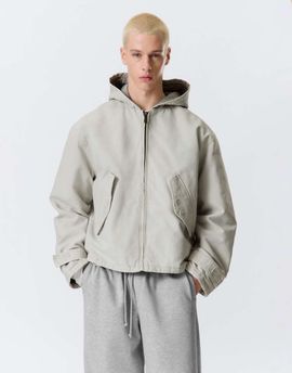 Weekday Weekday canvas bomber jacket in light gray