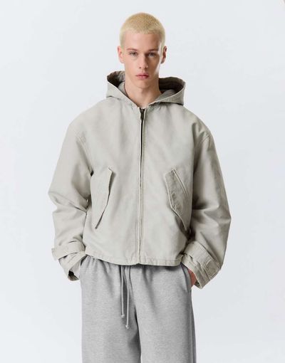 Weekday Weekday canvas bomber jacket in light gray