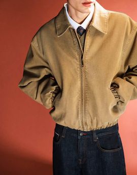 Weekday Weekday canvas bomber jacket in washed mole-NEUTRAL