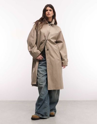 Weekday Weekday car coat in beige with reversible dogtooth lining-Neutral