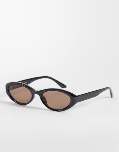 Weekday Weekday chunky oval sunglasses with brown lens in black
