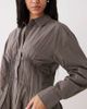 Weekday Weekday cinched shirt with ruching and peplum hem in gray stripes - 3