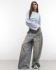 Weekday Weekday cinched waist long sleeve T-shirt in dusty blue - 2