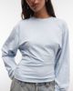 Weekday Weekday cinched waist long sleeve T-shirt in dusty blue - 3