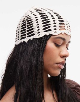 Weekday Weekday crochet skull cap in off-white