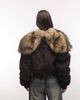 Weekday Weekday cropped bomber jacket with faux fur zip hood in dark brown - 4