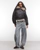 Weekday Weekday cropped bomber jacket with faux fur zip hoodin dark gray - 3