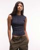 Weekday Weekday cutline tank top with appliqué graphic detailing in washed dark blue - 2