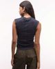 Weekday Weekday cutline tank top with appliqué graphic detailing in washed dark blue - 3