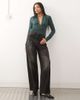 Weekday Weekday deep halter neck long sleeve top in petrol green - exclusive to ASOS - 4