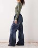 Weekday Weekday denim wide leg sweatpants without waistband in mid blue - 3
