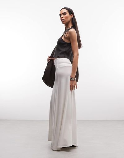 Weekday Weekday drapey maxi skirt in off-white