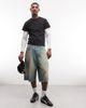 Weekday Weekday drop crotch distressed festival jorts in dirty blue wash - 1