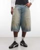 Weekday Weekday drop crotch distressed festival jorts in dirty blue wash - 3