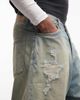 Weekday Weekday drop crotch distressed festival jorts in dirty blue wash - 4