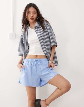 Weekday Weekday elastic waist shorts in blue