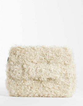 Weekday Weekday faux fur laptop case in cream-WHITE