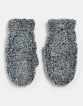 Weekday Weekday faux shearling mittens in gray melange