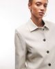 Weekday Weekday fitted linen look button up jacket in natural-Blonde - 3