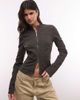 Weekday Weekday fitted zip through jacket in dark gray - 2