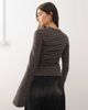Weekday Weekday flare long sleeve top in dark mole & black stripes - 2