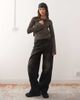 Weekday Weekday flare long sleeve top in dark mole & black stripes - 3