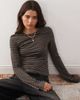 Weekday Weekday flare long sleeve top in dark mole & black stripes - 4