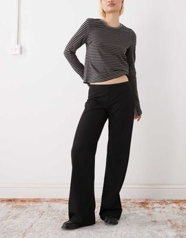 Weekday Weekday flared suiting pants with side zip in black