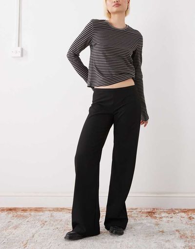 Weekday Weekday flared suiting pants with side zip in black