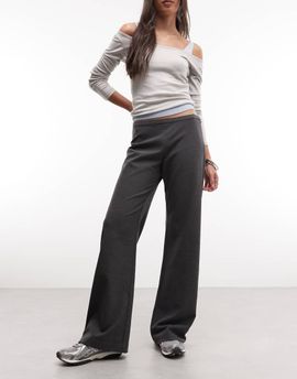 Weekday Weekday flared suiting pants with side zipper in dark heather gray