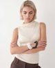 Weekday Weekday funnel neck slim fit top in beige-Neutral - 1