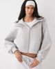 Weekday Weekday funnel neck zip up scub-style hoodie in gray melange - 1