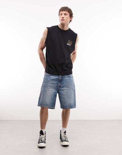 Weekday Weekday Galaxy loose fit baggy denim shorts in blue wash