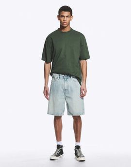 Weekday Weekday Galaxy loose fit baggy denim shorts in light blue wash