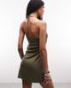 Weekday Weekday halter neck mini dress in khaki green - exclusive to ASOS - 4