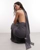 Weekday Weekday halter neck scarf detail maxi dress with drop waist in dark gray - 1