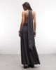 Weekday Weekday halter neck scarf detail maxi dress with drop waist in dark gray - 4