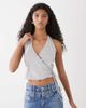 Weekday Weekday halter neck wrap top in heather gray - 4