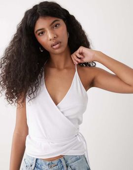 Weekday Weekday halter wrap top in white