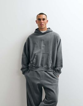 Weekday Weekday heavyweight jersey oversized hoodie in washed gray - part of a set