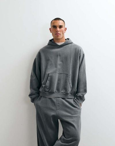 Weekday Weekday heavyweight jersey oversized hoodie in washed gray - part of a set