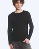 Weekday Weekday Henley long sleeve ribbed T-shirt in black - 1