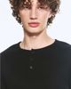 Weekday Weekday Henley long sleeve ribbed T-shirt in black - 3
