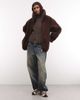 Weekday Weekday high neck borg zip up fleece in dark brown - 2