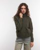 Weekday Weekday high neck button cardigan in dark green melange - 1