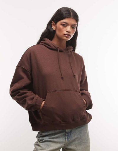Weekday Weekday hoodie in dark brown
