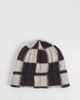 Weekday Weekday knitted beanie in dark brown and off-white check - 1